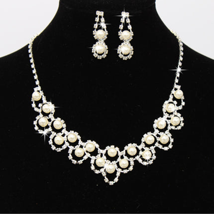 Direct Supply For Foreign Trade, Rhinestone Jewelry, Bridal Jewelry, Pearl Necklace, Earrings, Jewelry Two Sets Of 8629 - Royalessencelux