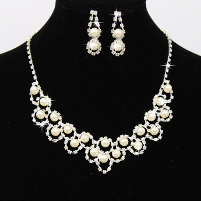 Direct Supply For Foreign Trade, Rhinestone Jewelry, Bridal Jewelry, Pearl Necklace, Earrings, Jewelry Two Sets Of 8629 - Royalessencelux