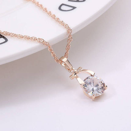 , Europe and America new jewelry, crystal earrings, jewelry set, Korean version of the bride necklace, gold-plated butterfly pendant - Royalessencelux