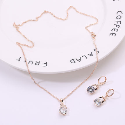 , Europe and America new jewelry, crystal earrings, jewelry set, Korean version of the bride necklace, gold-plated butterfly pendant - Royalessencelux