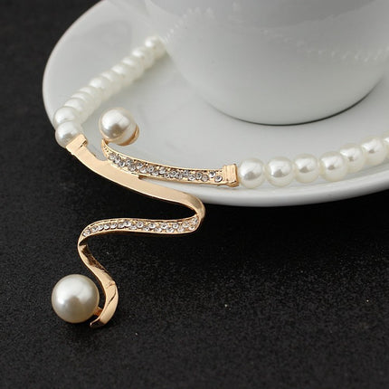 European fashion diamond crystal pearl necklace earrings set bride wedding accessories wholesale CMT058 - Royalessencelux