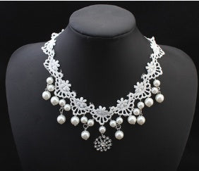 European fashion elegant jewelry bride wedding accessories necklace pearl necklace set of high-end super cost-effective package - Royalessencelux