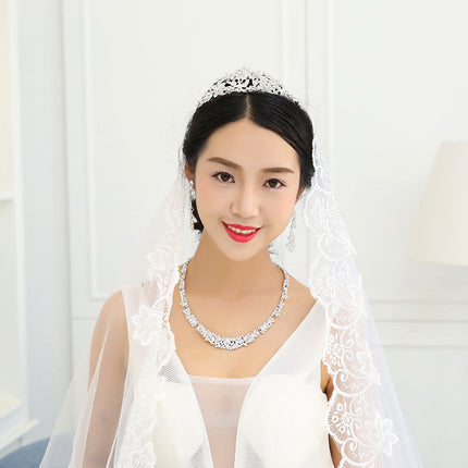 Factory Wholesale Jewelry Necklace Earrings Set Bride Wedding Dress Wedding Diamond Pendant Pendant - Royalessencelux