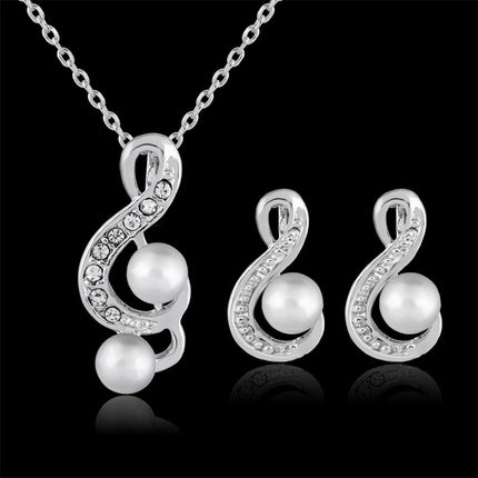 Fashion pearl two sets of simple and elegant bride wedding jewelry set Danbi jewelry - Royalessencelux