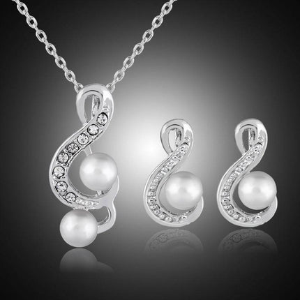 Fashion pearl two sets of simple and elegant bride wedding jewelry set Danbi jewelry - Royalessencelux