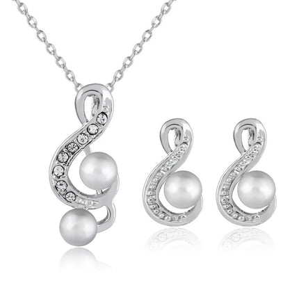 Fashion pearl two sets of simple and elegant bride wedding jewelry set Danbi jewelry - Royalessencelux