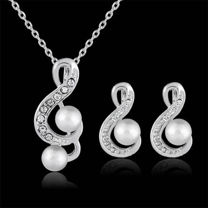 Fashion pearl two sets of simple and elegant bride wedding jewelry set Danbi jewelry - Royalessencelux