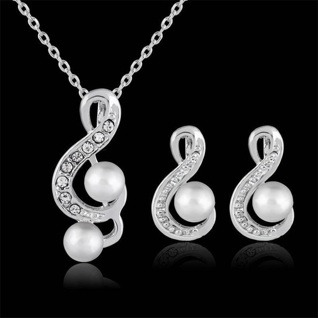 Fashion pearl two sets of simple and elegant bride wedding jewelry set Danbi jewelry - Royalessencelux