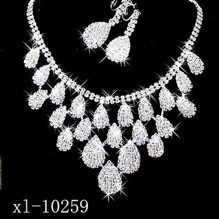 Gorgeous Diamond Necklace Set Wedding Bride Evening Costume Jewelry Set To Map Samples - Royalessencelux