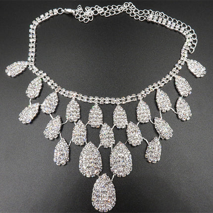Gorgeous Diamond Necklace Set Wedding Bride Evening Costume Jewelry Set To Map Samples - Royalessencelux