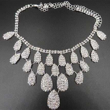 Gorgeous Diamond Necklace Set Wedding Bride Evening Costume Jewelry Set To Map Samples - Royalessencelux