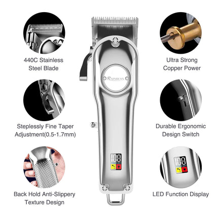 Men Hair Trimmer 3 in 1 IPX7 Waterproof Beard Trimmer Grooming Kit Cordless Hair Clipper for Women & Children LED Display USB Rechargeable Amazon Banned - Royalessencelux