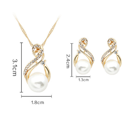 Pearl Necklace And Earrings Set Popular Dinner Bridal Accessories - Royalessencelux