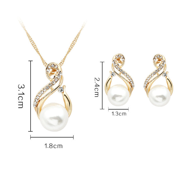 Pearl Necklace And Earrings Set Popular Dinner Bridal Accessories - Royalessencelux