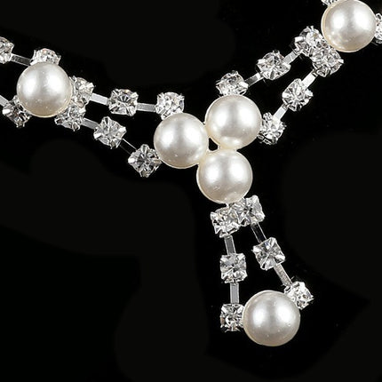 Simple bride jewelry full drill pearl necklace, wedding Rhinestone Necklace, married two sets of women - Royalessencelux