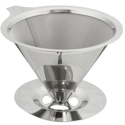 Stainless Steel Pour Over Cone Dripper Reusable Coffee Filter w Cup Stand - Royalessencelux