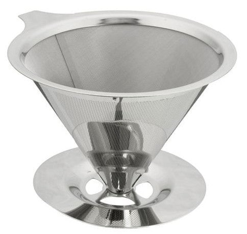 Stainless Steel Pour Over Cone Dripper Reusable Coffee Filter w Cup Stand - Royalessencelux