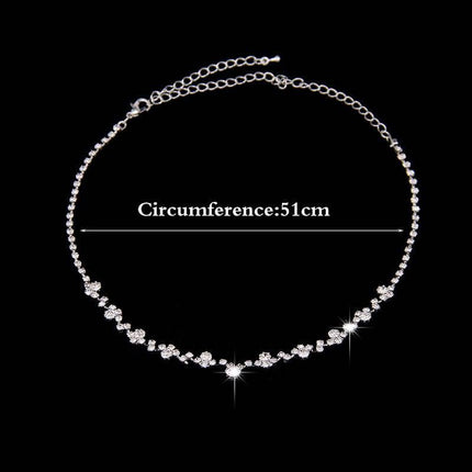 The supply of Bridal Necklace Earrings two sets of simple Rhinestone Suit Wedding Dress Accessories 425 - Royalessencelux