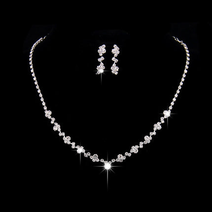 The supply of Bridal Necklace Earrings two sets of simple Rhinestone Suit Wedding Dress Accessories 425 - Royalessencelux
