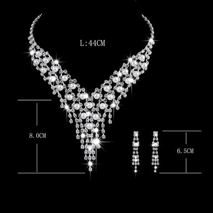 Wholesale fashion OL bridal jewelry set, claw chain earrings, Pearl Rhinestone Necklace 465 - Royalessencelux