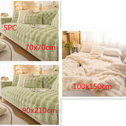 Rabbit Velvet Blanket Thickened Double-sided Fleece Bedroom Cover Blanket - Royalessencelux