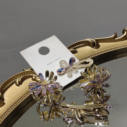 Metal Grab Clip Sweet And Simple Crystal Daisy  Korean Elegant Hair Catch Summer - Royalessencelux