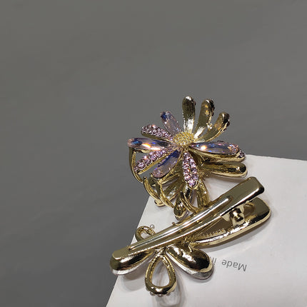 Metal Grab Clip Sweet And Simple Crystal Daisy  Korean Elegant Hair Catch Summer - Royalessencelux