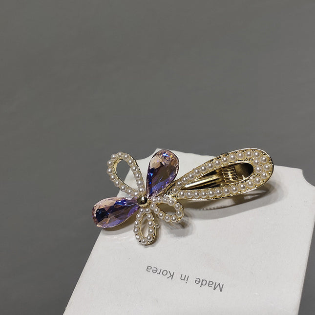 Metal Grab Clip Sweet And Simple Crystal Daisy  Korean Elegant Hair Catch Summer - Royalessencelux