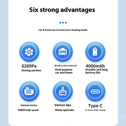 Large Suction For Home And Car Car Integrated Wireless Charging Dust Blower - Royalessencelux