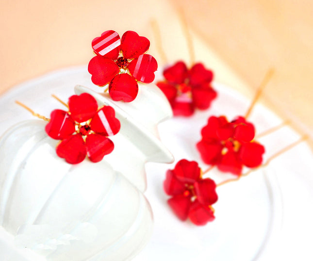 Foreign trade in Europe and the United States explosion bride wedding accessories wholesale jewelry set three piece red collar wholesale - Royalessencelux