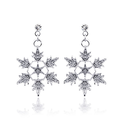 Exquisite Bridal Christmas Snowflake Necklace, Earring Set, Wedding Jewelry, Wedding Dress, Jewelry 4590 - Royalessencelux