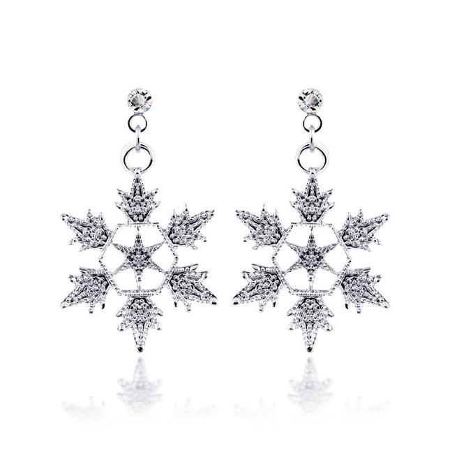 Exquisite Bridal Christmas Snowflake Necklace, Earring Set, Wedding Jewelry, Wedding Dress, Jewelry 4590 - Royalessencelux