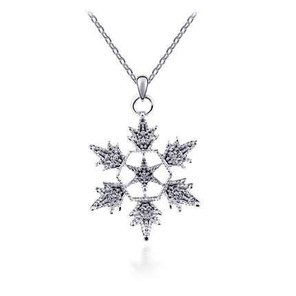 Exquisite Bridal Christmas Snowflake Necklace, Earring Set, Wedding Jewelry, Wedding Dress, Jewelry 4590 - Royalessencelux