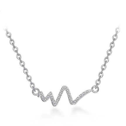 Silver Necklace Korean Lightning Necklace Female Simple ECG Decoding Short Necklace Clavicle Chain With Jewelry - Royalessencelux