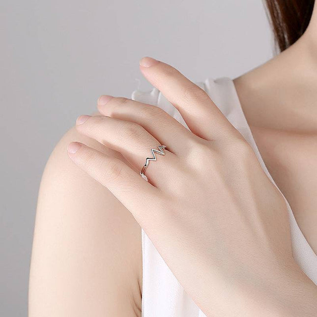 Silver Necklace Korean Lightning Necklace Female Simple ECG Decoding Short Necklace Clavicle Chain With Jewelry - Royalessencelux