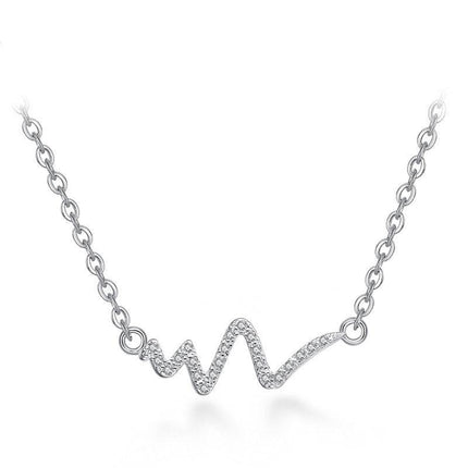 Silver Necklace Korean Lightning Necklace Female Simple ECG Decoding Short Necklace Clavicle Chain With Jewelry - Royalessencelux