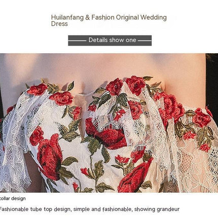 Temperament Bride Bra Trailing Mori Style Wedding Dress - Royalessencelux