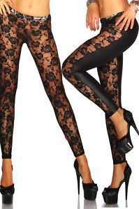 Women's Lace Leather Leggings - Royalessencelux