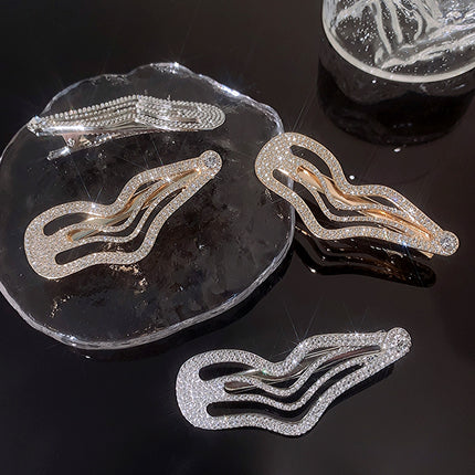 Irregular Lines Bang Sweet Cool Full Diamond Side Clip - Royalessencelux