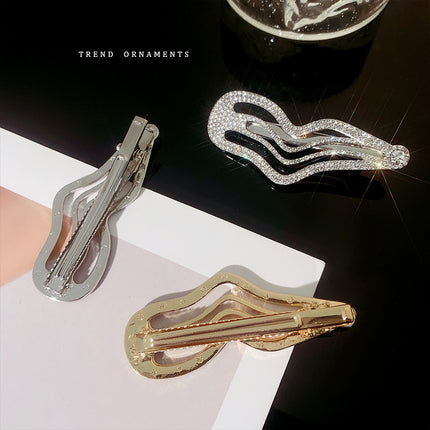 Irregular Lines Bang Sweet Cool Full Diamond Side Clip - Royalessencelux