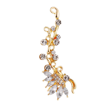 Full Crystal Butterfly Flower Single Crystal Ear Clip - Royalessencelux