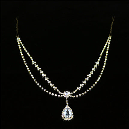 New Rhinestone Headdress Simple Water Drop Forehead Chain Bridal - Royalessencelux