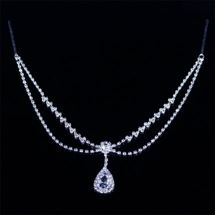 New Rhinestone Headdress Simple Water Drop Forehead Chain Bridal - Royalessencelux