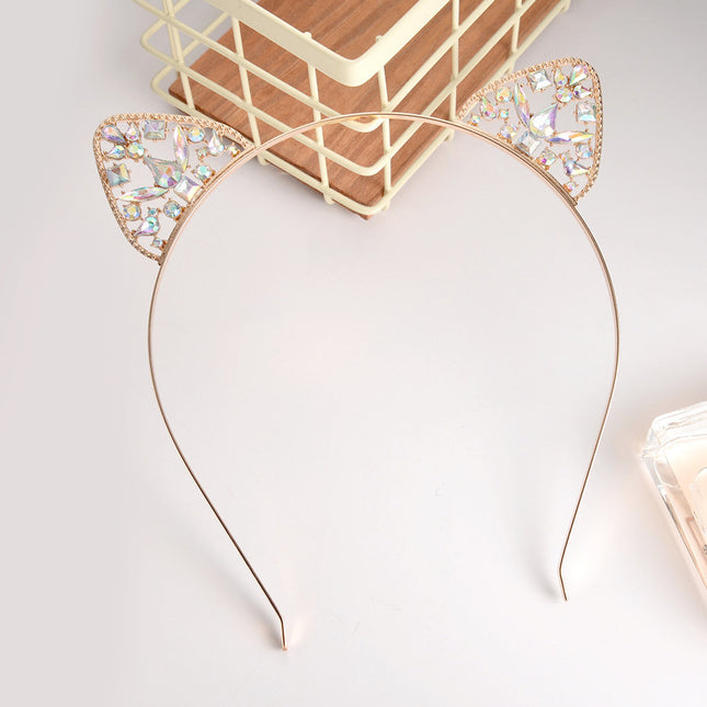 Alloy Spot Drill Rabbit Ears Hair Hoop Headdress - Royalessencelux