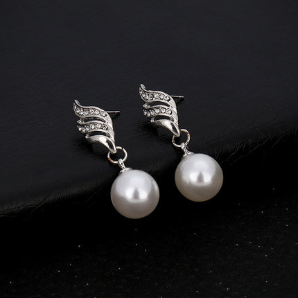 Europe and the United States eBay explosion models accessories wholesale bride accessories Pearl Diamond Necklace Set Earrings wavy lines - Royalessencelux