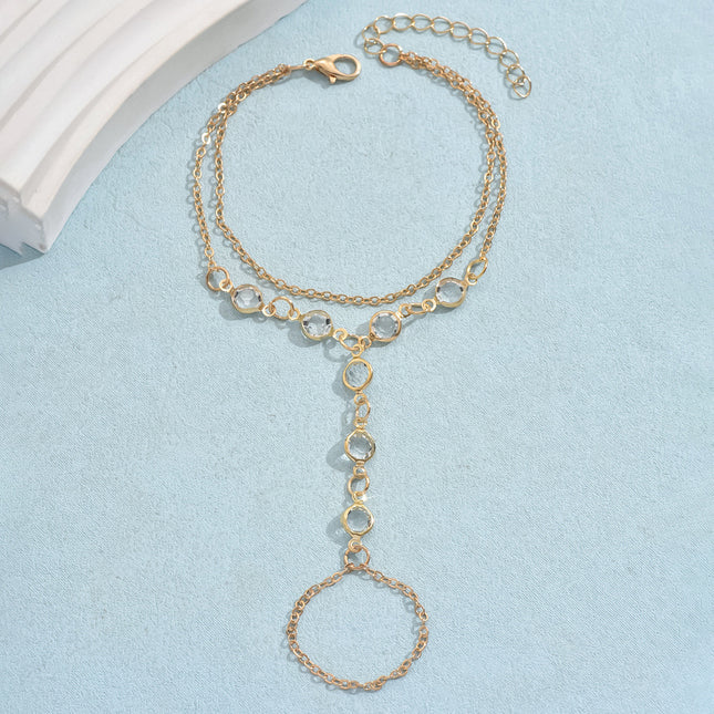 European And American Fashion Minimalist Bracelet Ring Crystal Luxury Mitten-type Bracelet Cross-border Hot Selling Jewelry - Royalessencelux