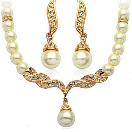 Factory Direct Korean Version, Elegant Angel Wings, Fashionable Pearl Necklace, Earrings, Bridal Suit 9086 - Royalessencelux