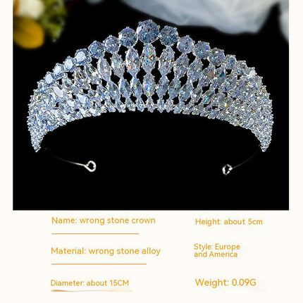 Full Diamond Super Flash Zircon Crown Headdress Queen Headband - Royalessencelux