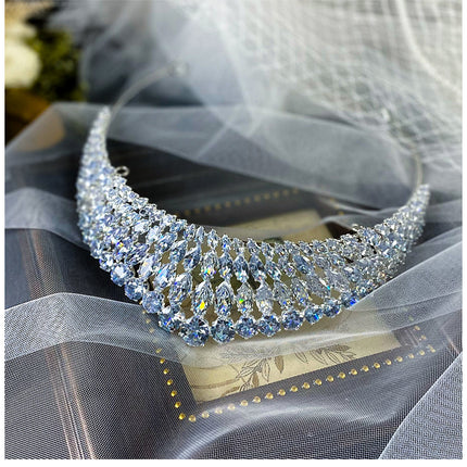 Full Diamond Super Flash Zircon Crown Headdress Queen Headband - Royalessencelux