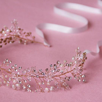 Pure Handmade Gold And Silver Crystal Bridal Hair Accessories - Royalessencelux